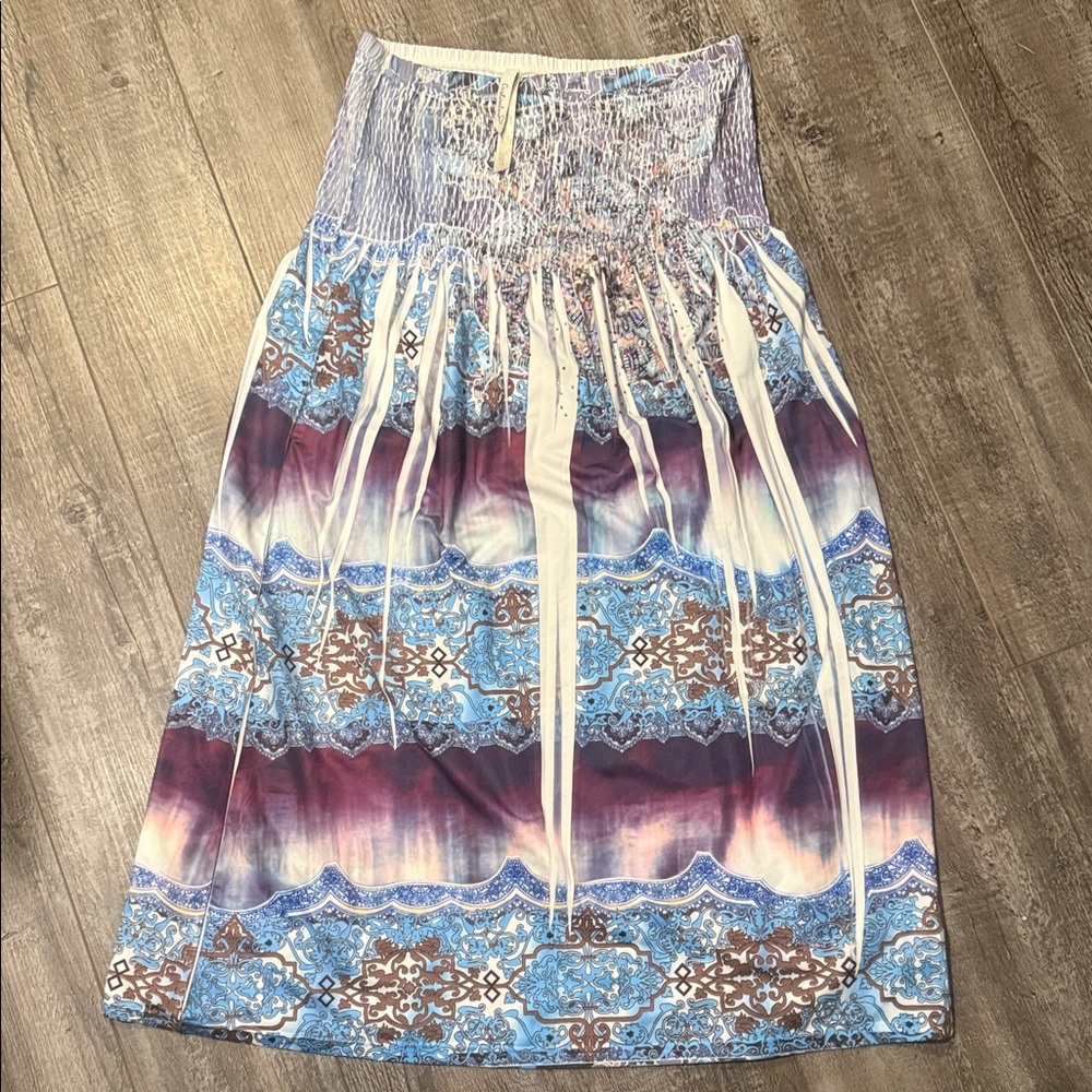 Cristina love Blue, Purple & Cream Patterned dress